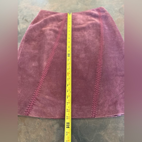 Vintage Leather Plum Suede A-Line Skirt 12 - Picture 4 of 6